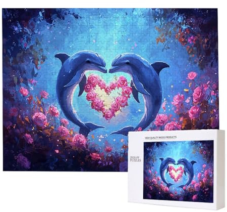 Puzzle für Erwachsene 1500 Teile Rose Delfin 87 x 57cm Puzzles für Erwachsene Pädagogisches Spiel Herausforderung Spielzeug 1500 Teile Puzzles für Kinder Als Geschenk und Wanddekoration l-573