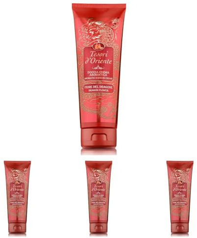Tesori d'Oriente - Doccia Crema Fiore del Dragone e Pitaya, dalle Note di Fiori Bianchi, Deterge Delicatamente la Pelle Donando un Profondo Benessere, 250ml (Confezione da 4)