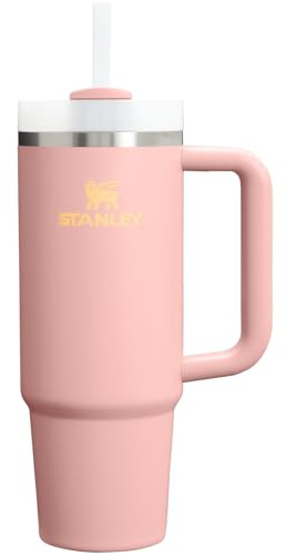 STANLEY - Tumbler with Handle and Straw (30 oz), Flowstate 3-Position Lid, Travel Compatible, Insulated Stainless Steel Tumbler, BPA Free, Peach Pink
