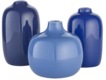 blomus Vasen-Set -CEOLA- | 3-teiliges Design Vasen Set | Parisian Blue & Mazarine Blue & Ocean Cavern | Dekovasen & Wohnaccessoire