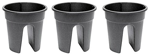 KHW 34135 Blumentopf Flowerclip, 3-er Set, anthrazit