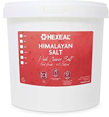 Hexeal Himalayan Pink Salt 2.5kg – 2.5kg Bucket of Coarse, Food Grade Salt – Suitable for Seasoning & Cooking – 100% Natural Salts for Soothing Baths, Beauty & Cosmetics