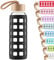 Cleesmil Sport Bouteille en Verre, Gourde Verre sans BPA avec Manchon en Silicone et Couvercle en Bambou 1000 ML (Noir)