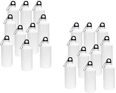INTSUPERMAI Lot de 20 bouteilles d'eau blanches en aluminium avec revêtement de sublimation 600 ml