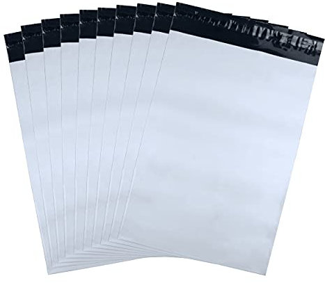 weiße undurchsichtige Versandtaschen aus Kunststoff (10, 28 x 42 cm)