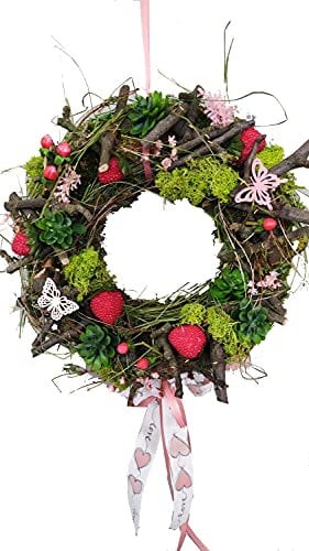 CREAFLOR HOME Türkranz Erdbeere mit Schleife rosa rot Ø 30cm