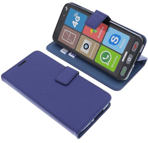 foto-kontor Custodia a Libro Compatibile con Brondi Amico Smartphone S Nero Cover di Colore Blu/Azzurro
