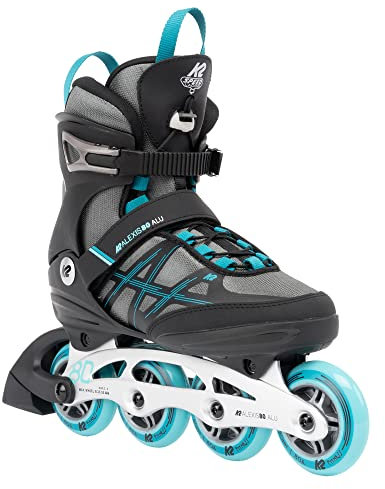 K2 Skates Damen Inline Skates Alexis 80 ALU, Grey - Cyan, 30G0417.1.1.050