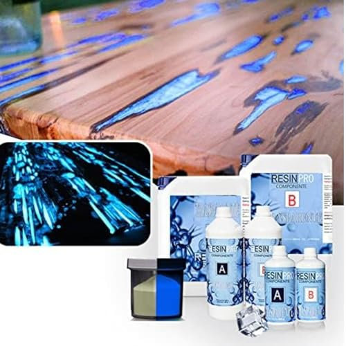 Resin Pro Epoxidharz und Pigment weiße Basis Blau für Holz, River Table, DIY, künstlerische Kreationen (1.6Kg)