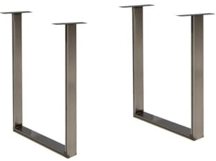 FORTE Tischsystem, 2-er Set Tischbeine U-förmig, Metall, Rohstahl, 71 x 70,3 x 19,2 cm