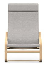 comfortly Ersatz-Stuhlhusse, handgefertigt, kompatibel mit Poang-Sessel mit angenähtem Nackenkissen, nur Bezüge (Leinenmischung, Grau / Beige)