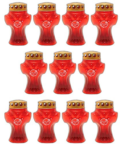 Set di 11 candele funerali a forma di croce, colore rosso, candele da cimitero