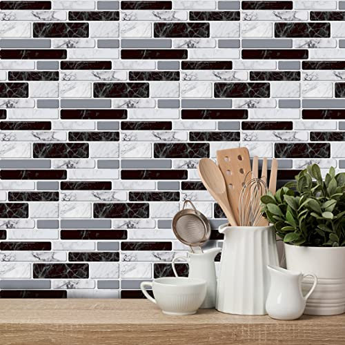 27 Piezas PVC Pegatinas para Azulejos,Autoadhesivas Impermeables Baldosas Adhesivos Para Cocina Baño Decoración del Hogar,1 Piezas 20 * 10CM (Negra, 27)