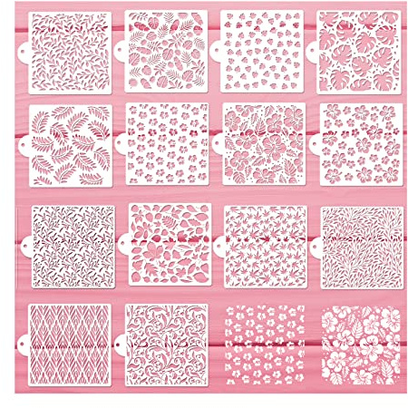 Cake Stencils Decorating Buttercream Cookie Stencils for Royal Icing Leopard Stencil Airbrush Snake Skin Mermaid Scale Stencil Cheetah Cow Print Templates for Baking (14 5.5'' Leaf Cookie Stencils)
