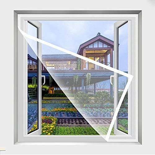 Insektenschutz Insektenschutz Fenster110x115cm(43.3x45.3in) Mückennetz fenster ohne Bohren für Fliegen Bug Bee Moskito-Schutz für Fenster Fliegennetz Insektenschutz Netz mit Selbstklebeband weiß