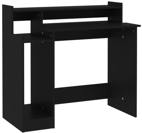 vidaXL Desk with LED Lights Black 97x45x90 cm Engineered Wood