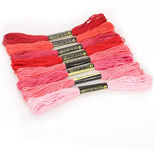 Filo Da Ricamo 8 Pcs Multicolor Ancora Filo Simile Punto Croce Cotone Matasse for Cucire Ricamo Filo Interdentale Kit Strumenti di Cucito FAI DA TE Mestiere Fili Per Ricamo (Color : Red)