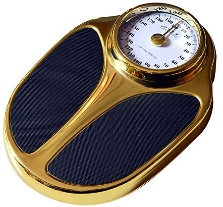 Waage für Ärzte mit Höhenstange, analoge Badezimmerwaage, professionelle mechanische Waage, großes Präzisionszifferblatt, umweltfreundlich, batterielos, große Kapazität 200 kg (440 lbs) (schwarz)