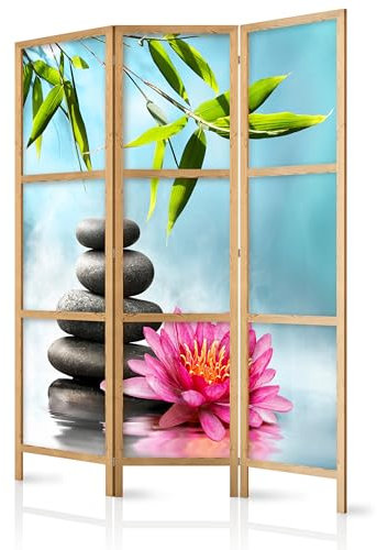 murando - Paravent Innen Raumteiler Holz 135x172 cm 3-teilig Japanische Trennwand Raumtrenner Room Divider Mobiler Sichtschutz Spanische Wand Raum Abtrennung Botanik Abstrakt Natur b-B-0192-bh-b