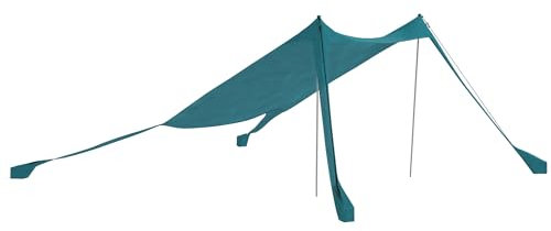 Outsunny Tente de Plage, abri Solaire de Camping, bâche Type tarp avec 2 poteaux, auvent d'ombrage extérieur - dim. 215L x 200l x 200H cm