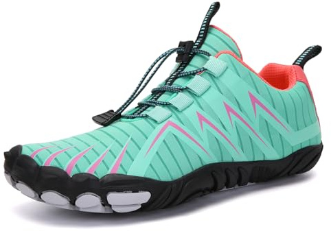 Barefoot Shoes Mens Womens Wide Toe Trail Running Trainers Lightweight Comfortable Workout Shoes for Hiking Fitness Walking Unisex,Green 3.5UK