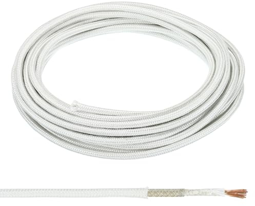 PATIKIL Fil Haute Température en Fibre de Verre Mica Isolé Flexible Blanc | Résistant à la Chaleur de -60 à 350 Degrés Celsius, 26,3 Pieds (9Awg), pour Lampe Chaudière Chauffage