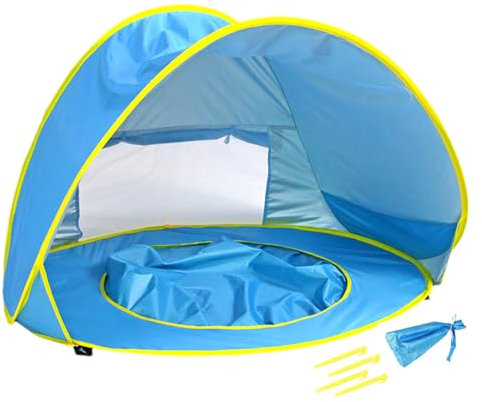 Tienda de campaña de Playa con Piscina para niños, Sombra de Tienda de Playa - Tienda de campaña Parasol para Refugio Infant con Piscina | Protección UV, Piscina portátil para niños,