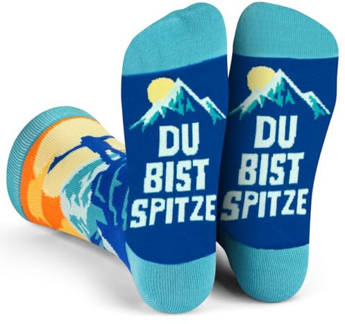 Lavley Du Biste Spitze Lustige Bergsocken, Wandergeschenk für Männer und Frauen, Bergliebhaber
