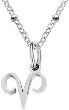 JEDTAKCT Aries Constellation Necklace, Star Sign Pendant With Adjustable Round Bead Chain, Horoscope Celestial Astrology Jewellery Zodiac Birthday Jewelry For Women Girls,Aries,38+5Cm