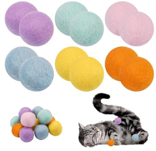 Filzbälle Katzen, 12 Stück 30mm Katzenspielzeug Ball Katzenball Spielball Katze Ball Interaktives Katzenspielzeug für Katzen Training Katzen Spielzeug Katzen im Innenbereich zum Fangen von Chase