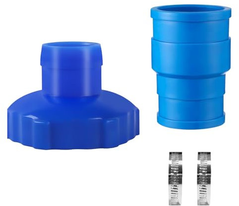 Pool Vakuum Schlauchadapter, 1 1/2 Zoll Pool Skimmer Schlauch Adapter, Pool Zubehör für Intex Adapter, Gummi Schlauchverbinder mit 4 Schlauchklemmen für oberirdischen Pool und Poolfilter