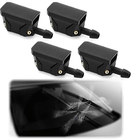 TEOZBLU 4 Stück Scheibenwaschdüsen, 4 Loch Universal Auto Frontscheibenwischer Waschdüsen Scheibenwischer Spritzdüse Scheibenwischerdüsen für 8mm 9mm Wischerarm