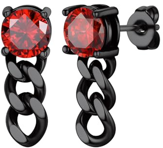 Bandmax Herren Ohrringe Edelstahl Männer Creolen Ohrstecker mit Zirkon | Hypoallergene Ohrringe Silber/Schwarz, Punk Kreolen Ohrpiercing, Wikinger Schmuck Geschenk für Ehemann Geburtstag