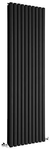 Milano Aruba Black Vertical Double Oval Panel Radiator - 1780mm x 590mm