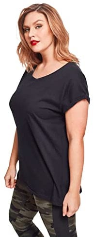 Urban Classics Women's Ladies Extended Shoulder Tee T-Shirt, Black, S