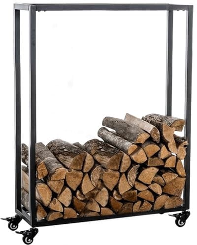 CLP Kaminholzständer HETTA, Brennholzständer, Kamin-Holzregal, Holzlager, Kamin-Holzhalter, Holzbutler, Farbe:schwarz, Größe:25x60x100 cm