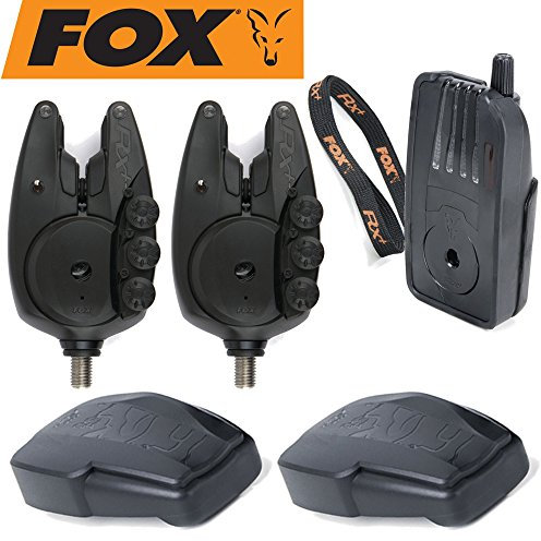 Fox Micron RX+ 2 Rod Set - 2 Bissanzeiger + 1 Receiver zum Karpfenangeln, Karpfenbissanzeiger für Karpfen, Funkbissanzeiger