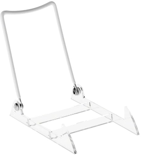 GIBSON HOLDERS 3PL Adjustable White Wire and Clear Acrylic Display Easel, 3.875 W x 5.375 D x 5.25 H, Pack of 6