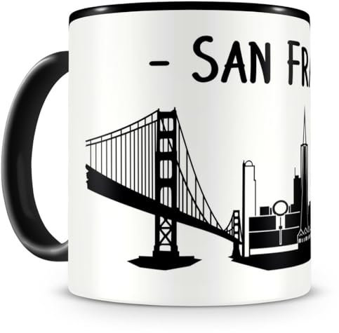 skyline4u Kaffeetasse San Francisco als Geschenk H:95mm/D:82mm schwarz