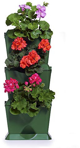 minigarden One 1 Set für 3 Pflanzen, erweiterbarer vertikaler Garten im Baukastensystem, freistehend am Boden aufstellbar oder zur Wandmontage, innovatives Abflusssystem, lange Lebensdauer (Grün)