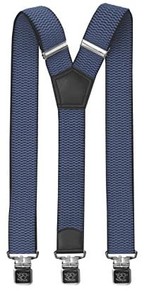 Fabio Farini Herren Hosenträger 4 cm Breite, elastisch & verstellbar mit 3 extra starken Metallclips in Y-Form Blau Blaugrau Schwarz