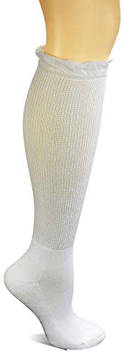 Yomandamor 4 Pack Women's Bamboo Diabetic Socks with Seamless Toe Non-binding Lace Knee High Circulatory Socks