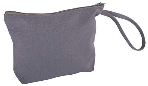Rayher 53982564 Kosmetiktasche mit Reißverschluss, grau, 22 x 17 cm, mit Reißverschluss und Trageschlaufe, kleine Schminktasche aus Stoff, Stofftasche zum Bemalen