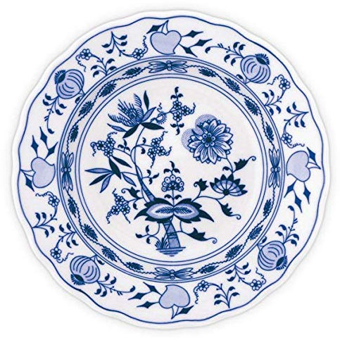Blaue Zwiebel Traditioneller Porzellandekor Suppenteller | Handgemachte europäische Qualität | Tief Rund Blau und Weiß 21 cm Durchmesser