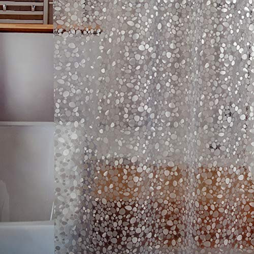 Doublure de rideau de douche imperméable en EVA de 8 g d'épaisseur avec 3 aimants inférieurs très résistants, doublure de douche pour cabine de douche, baignoires, motif galets 3D, 183 x 183 cm, 12