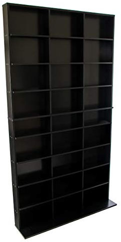 Atlantic Elite Media Storage Unit with Upgraded Tower, 837 CDs, 630 Blu-Rays, 531 DVDs, 624 PS3/PS4 Games or 528 Wii Games with 9 Fixed Shelves, PN38408117 Black