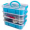 Bins & Things Stackable Storage Containers with Organizers for Arts & Crafts, 4 Trays, Blue