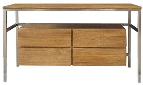 Badunterschrank Salonia aus Teakholz und Edelstahl Breite vom Unterschrank 140 cm