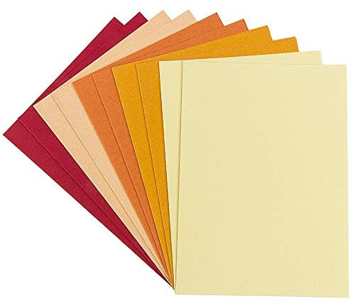Ideen mit Herz Grußkarten-Set | 10 farbige Karten & 10 weiße Umschläge | edle Leinen-Optik | bunt | ideal für liebe Glückwünsche zum Geburtstag, Hochzeit (Rot-/Gelbtöne, Din C6 | 14,5 x 10,5 cm)