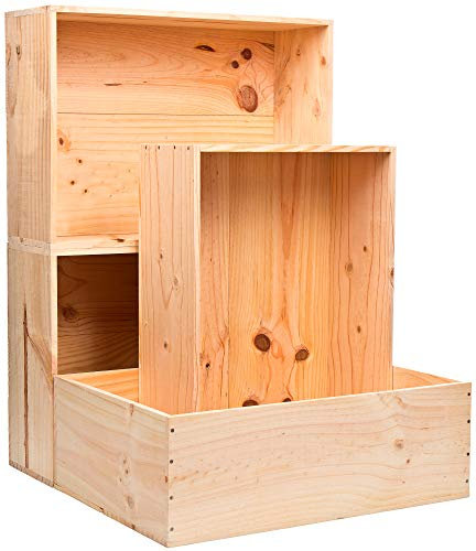 Ma Bouteille - Etagère en Bois Format Caisse de Vin - Rangement et décoration (équivalent 12 Bouteilles) - Lot de 4